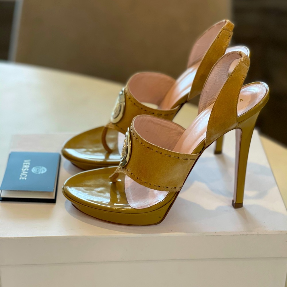 Versace patent leather sling back